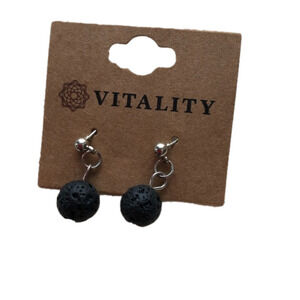 Diffuser Earrings, Single Lava Stone, silver